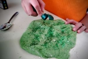 Basil Glitter Playdough Recipe | Frugal Fun Mom