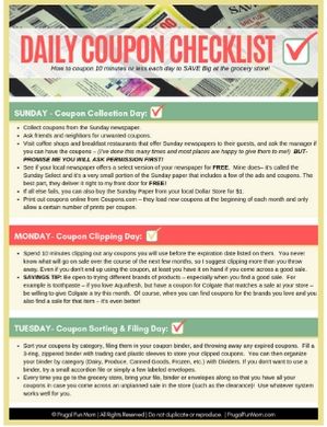 Daily Coupon Checklist | Frugal Fun Mom