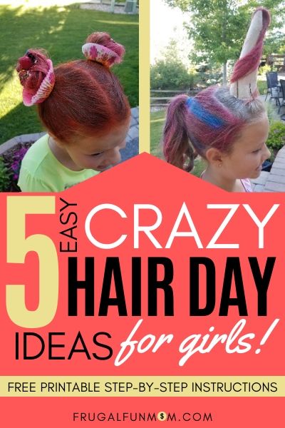 5 Easy Crazy Hair Day Ideas For Girls | Frugal Fun Mom