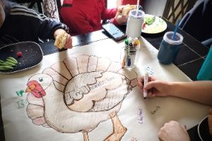 Thankful Turkey Tablecloth Family Craft | Frugal Fun Mom
