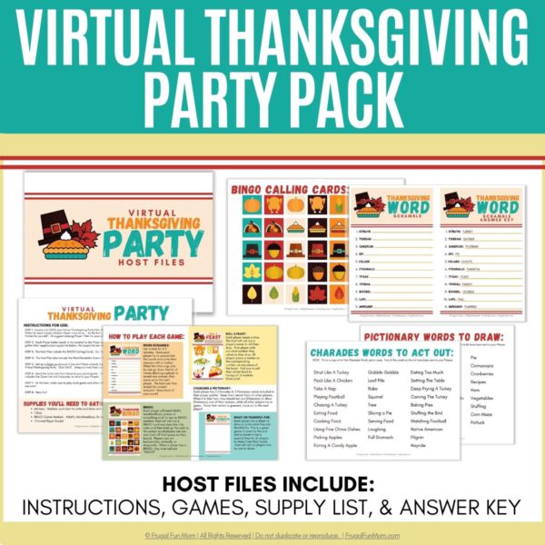 Virtual Thanksgiving Party Pack | Frugal Fun Mom
