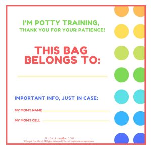 Potty Training Bag Tag | Frugal Fun Mom