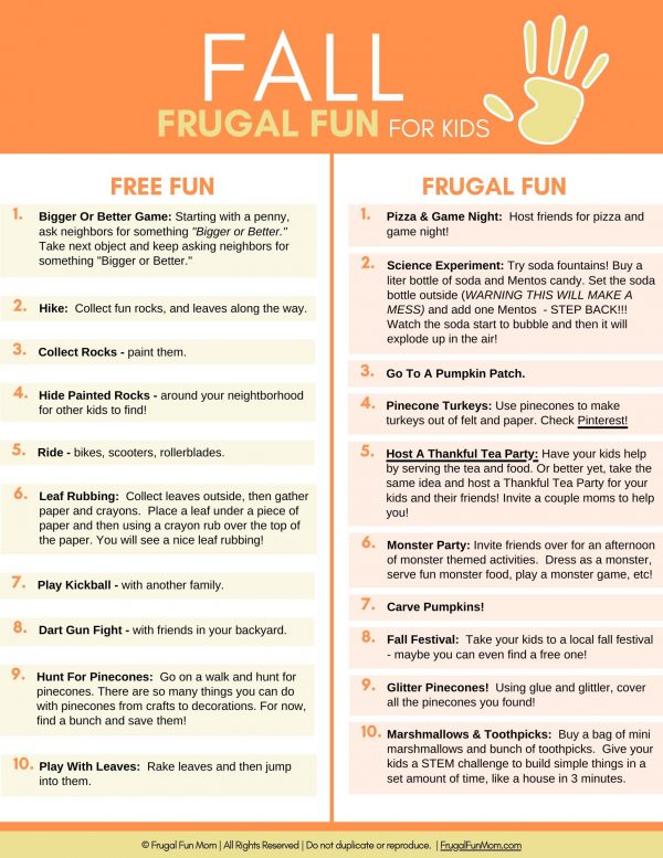Ultimate Guide To Frugal Fun For Kids Fall | Frugal Fun Mom